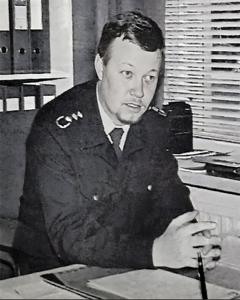 Palopäällikkö Lasse Vallentin. Kuva: Luumäen Lehti 27.8.1987